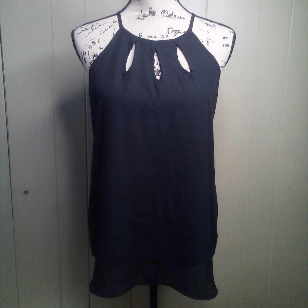 Papermoon Blouse S Sleeveless Cut-Outs Flowing Black